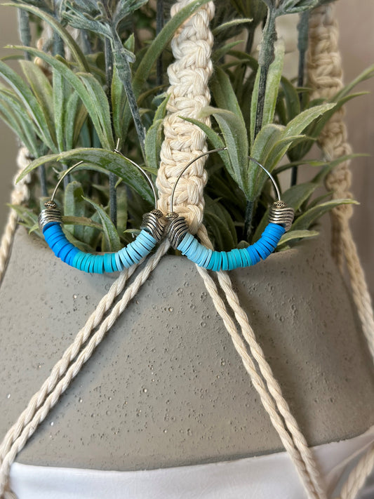 Blue Ombre Clay Hoops