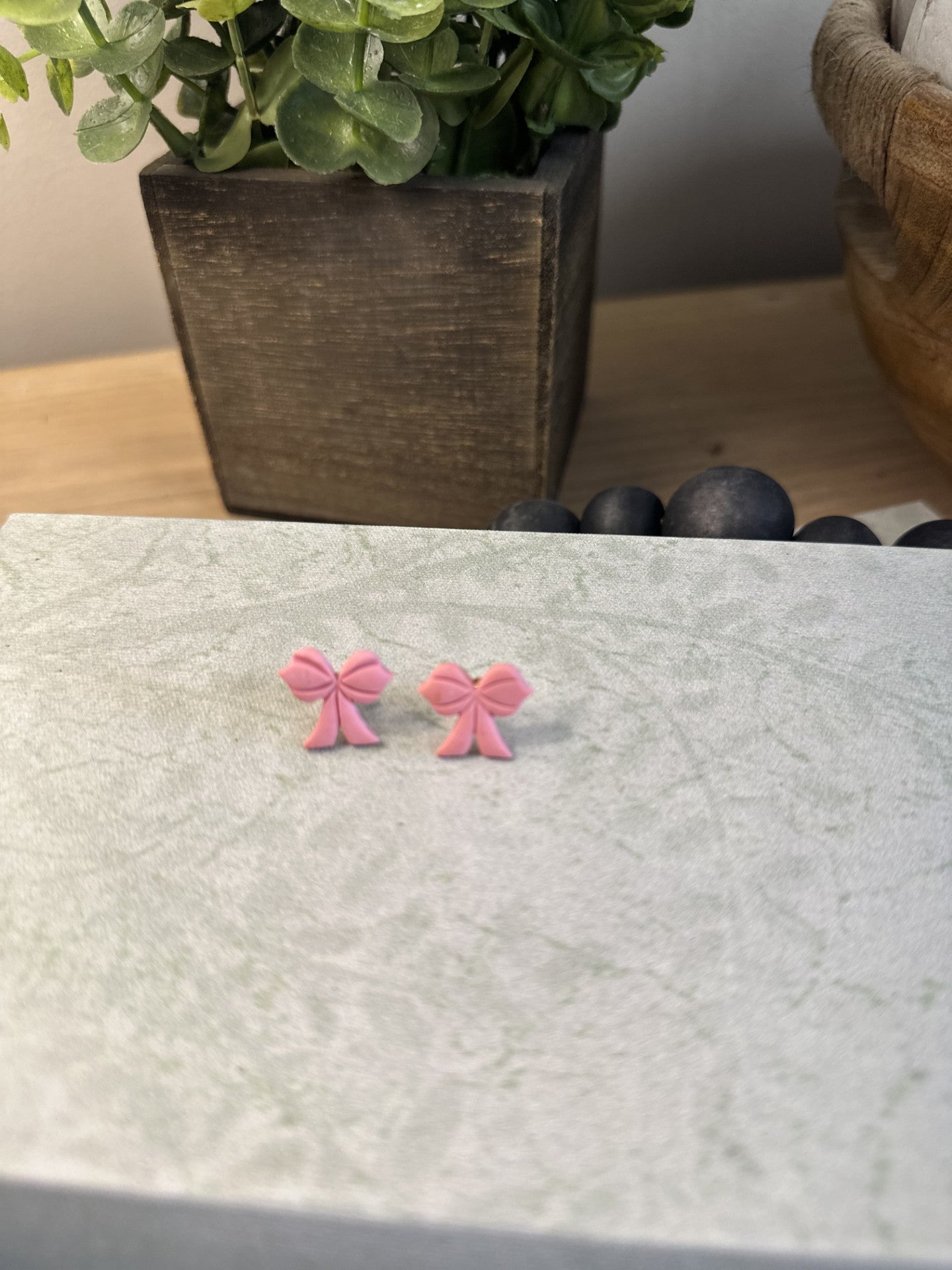 Blush Bow Studs