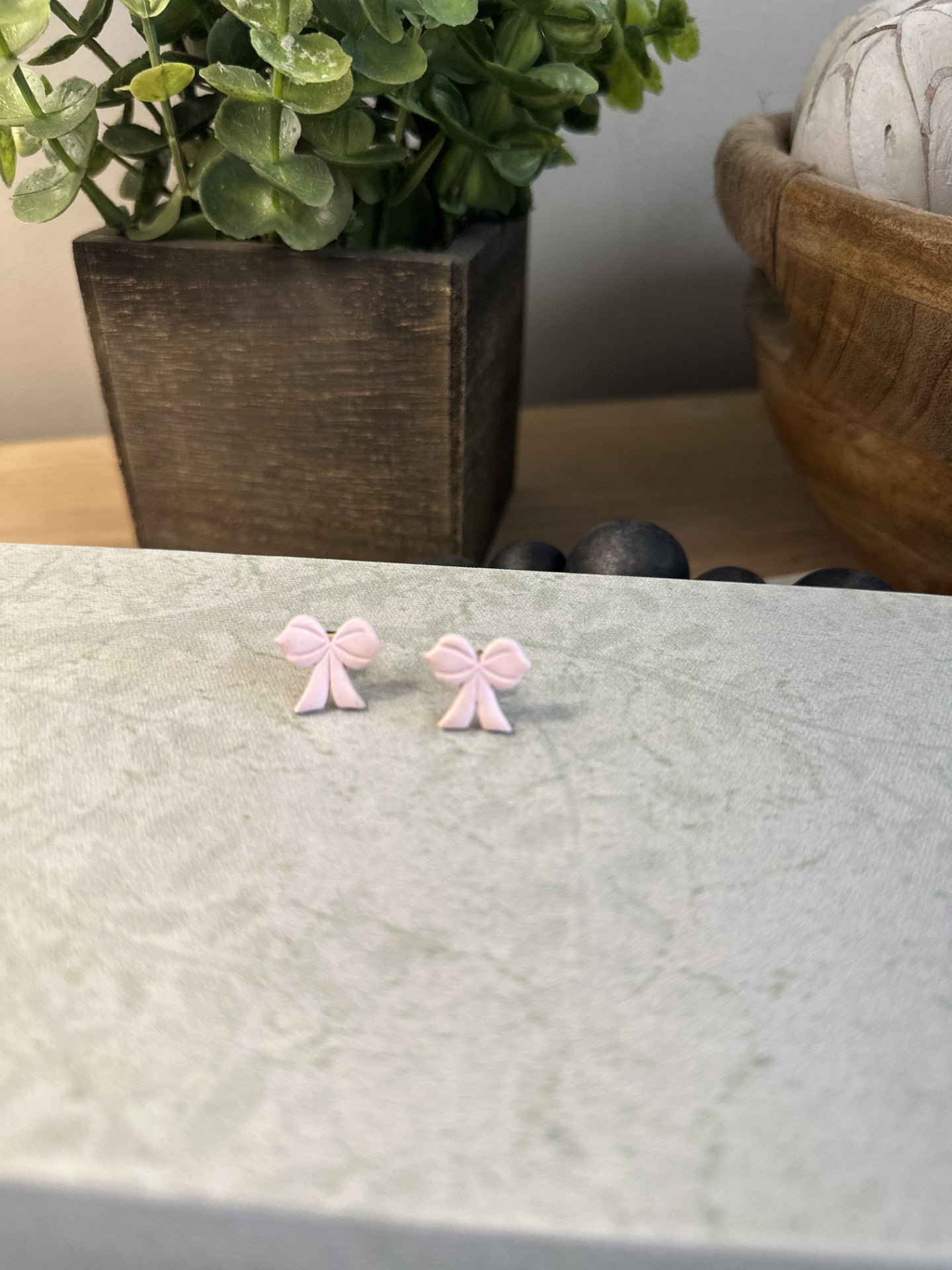 Blush Bow Studs